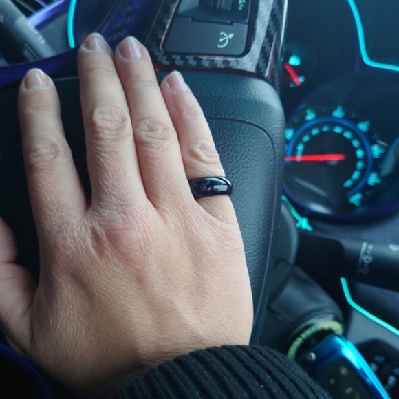 💜3/$30 Unisex Size 10 Blue Fire Black Ring - Picture 6 of 10